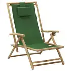 Vidaxl Reclining Relaxing Chair Green Bamboo And Fabric fabric Chairs