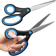 Left Handed Scissors, Set of 2 Heavy Duty Fabric Scissor Office Supplies 8" Stainless Steel Left Hand Scissor for Adults, Sewing Paper Scissors for Crafting (Blue)