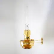 Aladdin Wall Mount Oil Lamp, Genie III Regency Fuel Lighting, Amber Glass, Brass