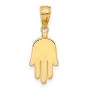 14K Yellow Gold Large Solid Hamsa Pendant
