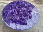 Amethyst Stone Round Coffee Table, Agate Purple Quartz, Living Room Furniture