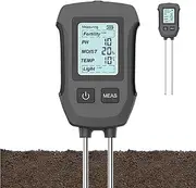 Garden Soil Tester - Multifunctional Soil Test Meter - 5-in-1 Earth Moisture Fertility Detector, Dirt Temperature Testing Device for Orchard Farm