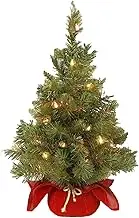 Small Christmas Tree with Lights | 60cm Pre-Lit Artificial Minis Tabletop Christmas Tree | Battery Operated Small Xm-as Trees | Artificial Christmas Tree Christmas Home Decoration Indoor