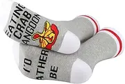 [G2TUP] 2 Pair Crab Lover Gift I'd Rather Be Eating Crab Rangoon Socks Nautical Ocean Themed Gift Seafood Lover Socks Chef gift