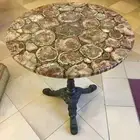 Petrified Agate Table, Stone Coffee Table, Round Modern Home Decor Furniture Art