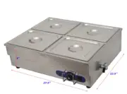 4-Pan Counter Top Warmer Bain-Marie Buffet STEAM TABLE FOOD WARMER 110V