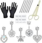 Belly Button Piercing Kit for Belly Piercings, YONGDA 14G Belly Piercing Kit Navel Piercing Kit with Belly Button Rings Piercing Clamp 12G Piercing Needles Full Piercing Kit