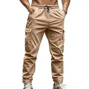 Men's Cargo Pants Cargo Trousers Tactical Pants Casual Pants Drawstring Elastic Waist Multi Pocket Plain Comfort Soft Full Length Sports Outdoor Daily Running
