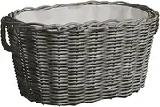 Firewood Basket, Willow Carry Bag with Carrying Handles, Firewood Holder, Firewood Storage Backpack Fireplace Tool, 59x42x28 cm Grey