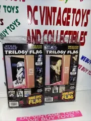 SEALED Storm Trooper & Yoda Lot-2 Star Wars Trilogy Flag Banner 20”x 36” New