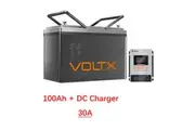 VoltX 12V 100Ah Lithium Battery + 30A DC to DC LiFePO4 Battery Charger Bluetooth