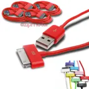 4X USB SYNC DATA POWER CHARGER CABLE APPLE IPAD IPHONE 4S 4 3GS IPOD TOUCH RED