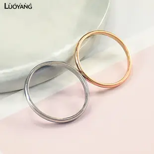 洛陽牡丹 簡約情侶戒指 細鈦鋼18K金玫瑰對戒指環不鏽鋼飾品禮物