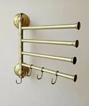 Towel & Cloth Hanger/Stand Wall Mounted 4 Hooks & 3 Bars Hangers Adjustable