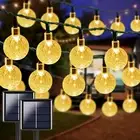 2-Pack 100 LED 64FT Crystal Globe Solar String Lights Outdoor, Waterproof Outdoo