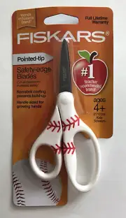 Fiskars Scissors Pointed Tip Ages 4+ 5” Kids Baseball Scissors School Crafts