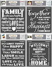 CrafTreat Home Decor Stencils for Painting on Canvas, Wall Art, Journal, Wood, Notebook and Wall Decor - Family Tree & Welcome Mat Quotes Stencils - 4 Pcs - 6x6 Inches - Reusable Room Decor Stencils