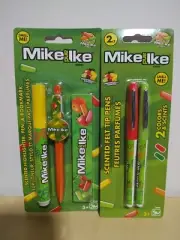 Mike & Ike Scented Highlighter Pen Bookmark Pack & Felt Tip Color Pen Set Lot