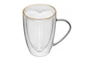 Tempa Amour Clear Double Walled Drinking Glass Glassware Mug Jug w Gold Rim