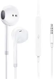 3.5mm in Ear Earphone HiFi Stereo,Wired Earbuds Headphone with Mic, Volume Control Compatible with iPhone,iPad,iPod,Computer,Laptop,Mp3/4,Android Most Audio Devices, White