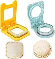 NIOIPXA Sandwich Cutter and Sealer Set for Kids,Sandwich Bread Pancake Maker for Lunchbox and Bento Box (2,Yellow+Blue)