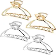 Hollow Alloy Hair Clip Jumbo Claw Clip,4Pcs Hollow Alloy Hair Clip Flat Claw Hair Clip,Metal Large Hair Claw Clips Non-Slip Hair Catch Barrette Jaw Clamp,Hollow Alloy Metal Strong Hair Claw Clips