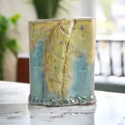 Handmade Slab Vase with Unique Wacky Wombat Glaze, Melbourne Pottery Decor