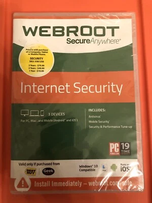 Webroot Secure Anywhere Internet Security - BRAND NEW