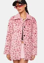 [Superforme] Pink Heart Faux Fur Coat