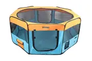 62" Portable Puppy Pet Dog Soft Tent Playpen Folding Crate Pen New - Blue/Orange