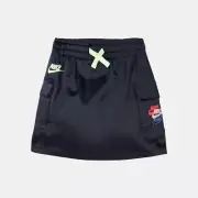 Nike Cargo Skirt Younger Kids Size 3-4 Black Stretch Satin Drawstring Waist NEW