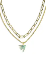 Kendra Scott Melody Blue Cabochon Pave Bird Layered Pendant Necklace, 15.5-18.5