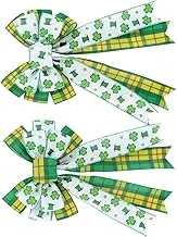 2pcs Ribbon Decoration Saint Patricks Day Door Decorations Large St Patricks Day Door Bows Holiday Irish Bows Irish Shamrock Ribbons Polyester
