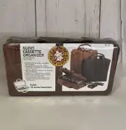 Audio Tape Cassette Organizer Case 12 NOS Sealed Caravelle Patch Black Leather