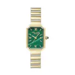 【LOLA ROSE】復古風金框 孔雀石綠色錶面 羅馬刻度 金+銀不鏽鋼錶帶 方形手錶 女錶(LR4701)