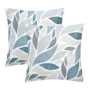 Blue Grey Boho Pillow Covers 18x18 Inch Farmhouse Floral Throw Pillow Covers