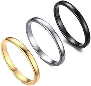 [Jude Jewelers] 3 Pack, 2MM Thin Stainless Steel Stackable Wedding Band Enhancer Ring