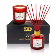 Rose Geranium Luxury Candle and Reed Diffuser Set, Perfect Gift Idea