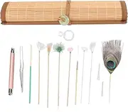 Earwax Massage Set Relieve Fatigue Professional Ear Digging Spoon Ear Pick Feather Stick Set for Earwax Removal