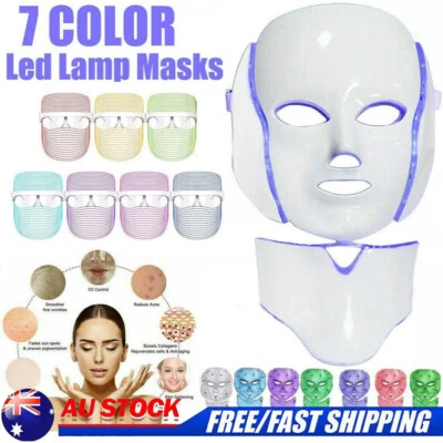 7 Color LED Light Photon Face Mask Rejuvenation Skin Facial Neck Therapy Wrinkle