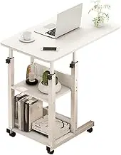 Overbed Table with Wheels, Portable Desk with Castor Wheels,C Shaped Base Laptop Desk for A Convenient Writing Surface to Use in Bed Or A Wheelchair, Adjustable Height Table Over 60 * 40*(68-85) CM