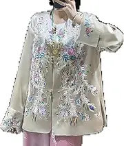 [MAIFURUN] High-end Satin Acetate Women Jacket Top Embroidery Phenix Tang Suit Elegant Lady Loose Coat Female S-XXL