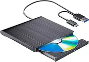 [POTVMOSL] External Blu ray Drive Player - Read/Write Compatible, USB 3.0 and Type-C, DVD Burner for Win8/Win10/Win11