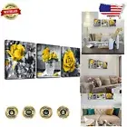 Chic Yellow Rose Wall Art for Bedrooms and Living Rooms - 3 Panel Set