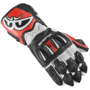 Thunar Evo Black White Neon Red Motorcycle Gloves
