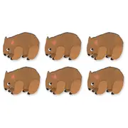6pc LMD Wombat Handmade Animal Wood Ref Magnet Fridge Kitchen Home Decor