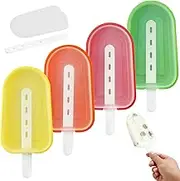 Stackable 4-Piece Multicolour Popsicle Moulds with Lids – 4 Cavities Silicone Ice Pop Moulds for Cakesicles, Cake Pops, Ice Cream – BPA-Free, Easy Release, Bonus Extra Cover & Handle Included
