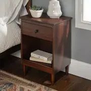 Walker Edison Traditional 1 Drawer Nightstand Side Table 18 Inch, Walnut NB147