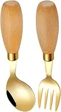 Ciieeo Stainless Steel Dessert Fork Spoon Set for Boys and Girls Toddler Mini Utensils Set Comfortable to Hold Handles