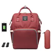 Large Capacity Baby Bag Diaper Bag Maternity Bag Mommy Bag Nappy Bag Stroller Bag with USB Charging Port,Red
